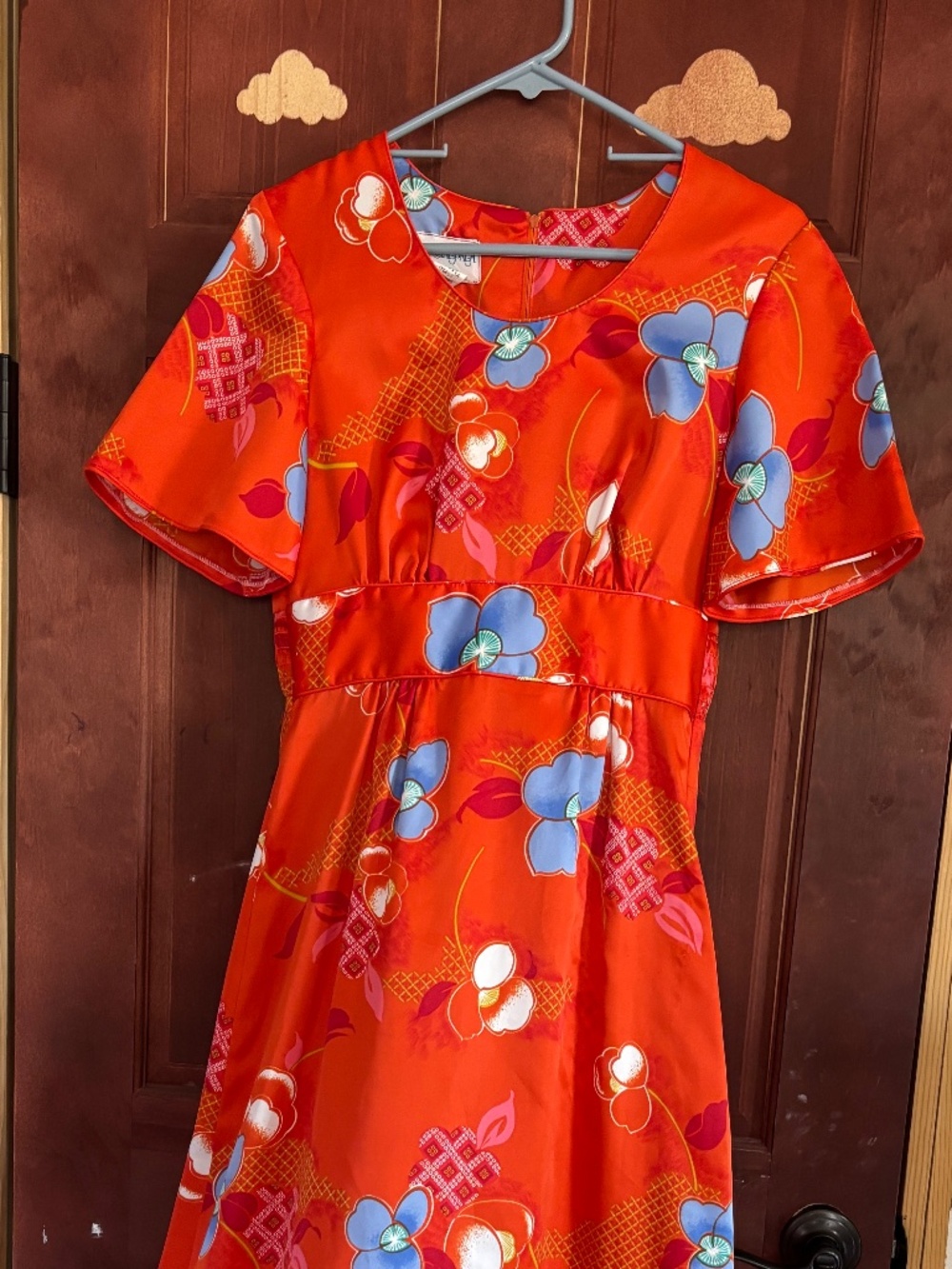 Vintage Royal Palm of Hawaii Satin Maxi dress muumuu